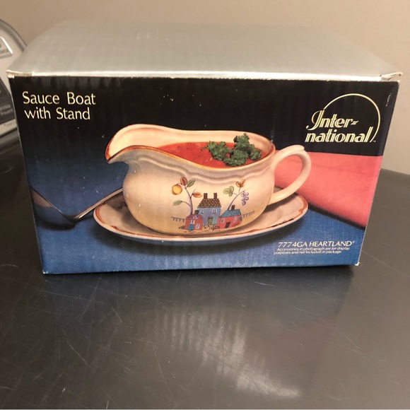 Vintage Gravy Boat With Plate International China Heartland Stoneware Japan 7774 - Picture 5 of 10